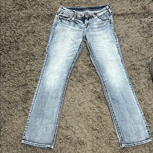 Silver Jeans Women's Light Wash Straight Leg Jeans 30/33 baby bootcut